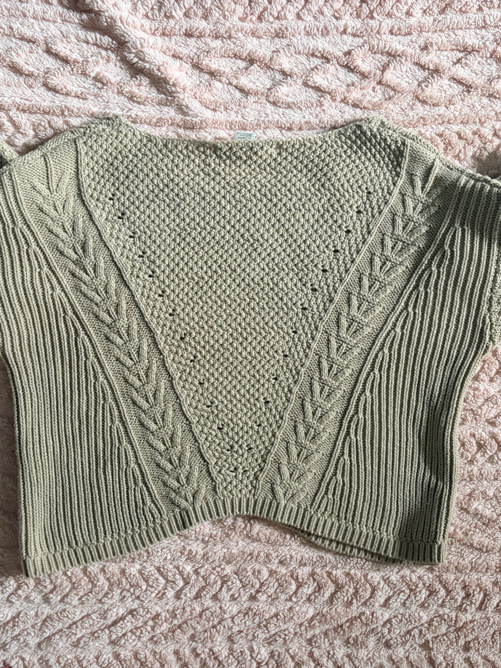 Forever 21 Cropped Cable & Textured Knit Crewneck Sweater - Beige - Picture 4 of 5
